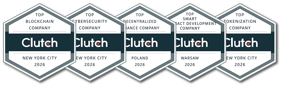 Top Clutch blockchain, cybersecurity, decentralized finance, smart contract development and tokenization companies badges 2026