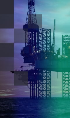 An oil platform in the sea