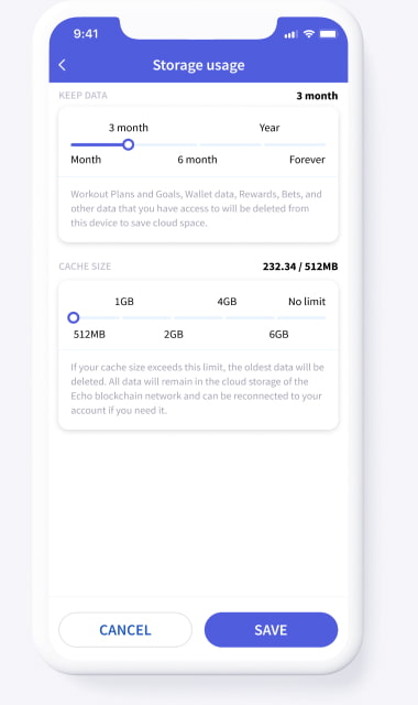 parametrs(weight, height, password) in blockhain fitness chain mobile app screen