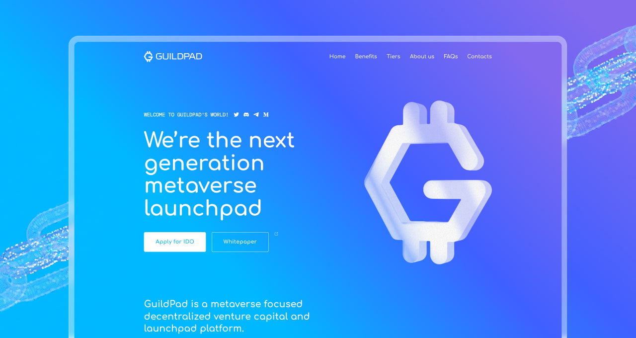 The UI of the GuildPad homepage