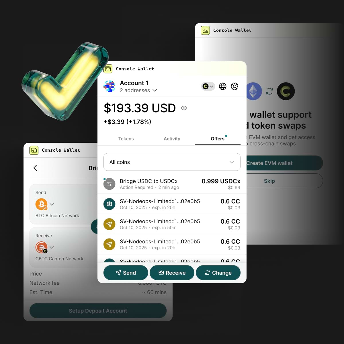 Console Wallet interface
