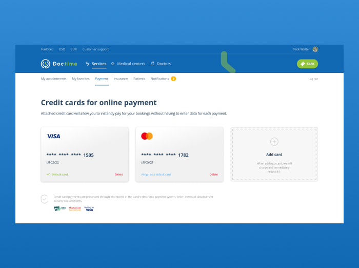 The UI of the payment management page