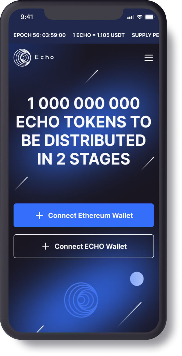 Interface of a mobile version of Echo DeFi