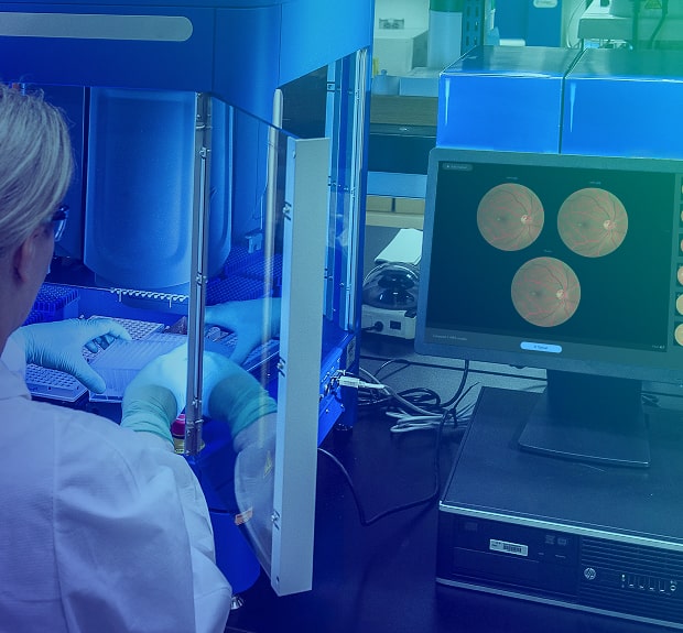 The illustration of AI retina analyzing and disease diagnosis tool project