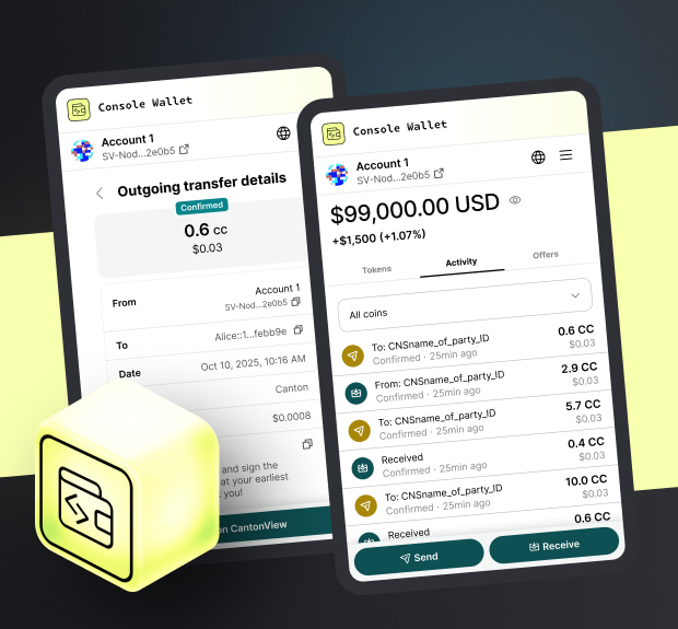 The illustration of the Canton Network's first self-custodial wallet project