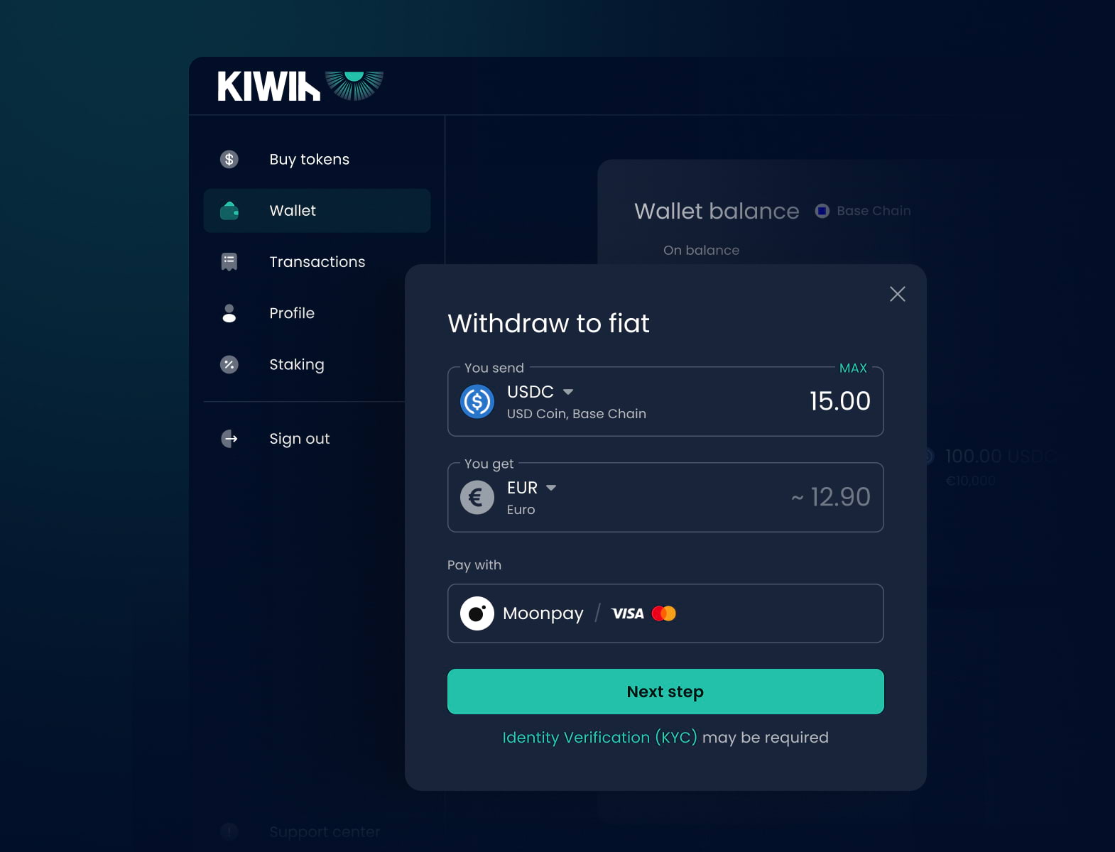 Kiwih token swap interface
