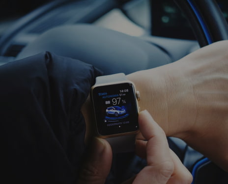 A person monitoring automobile stats on wearables