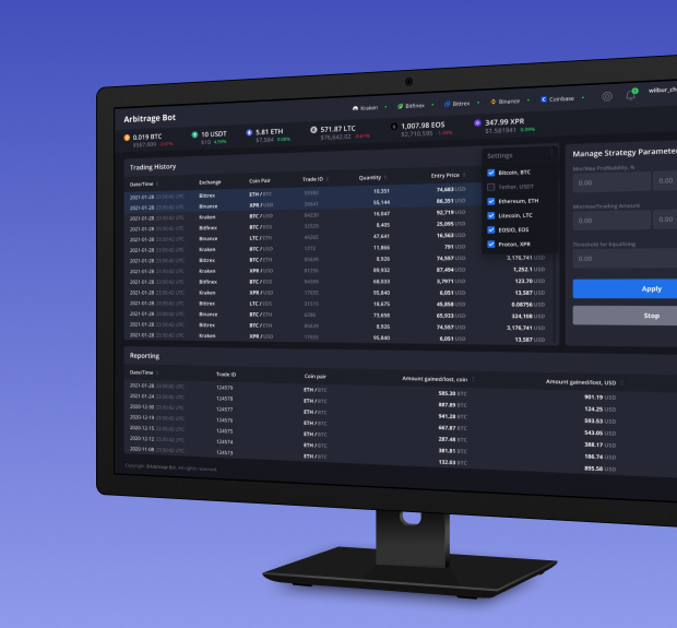 The illustration of crypto trading arbitrage bot project