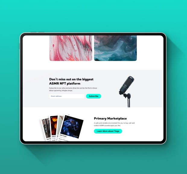 The illustration of NFT marketplace for ASMR creators project