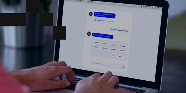A person communicates with a chatbot on a laptop