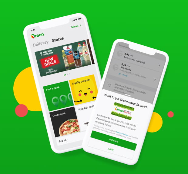 The UI of Green Market, a mobile eCommerce delivery solution