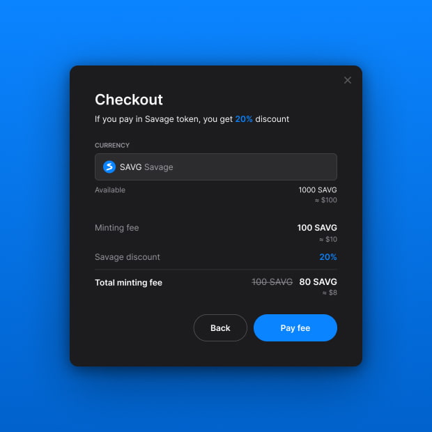 The interface of the checkout page