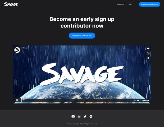 The interface of the homepage of the Savage platform