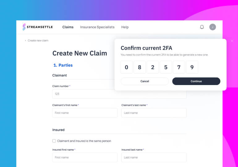 Claim creation process on the StreamSettle platform