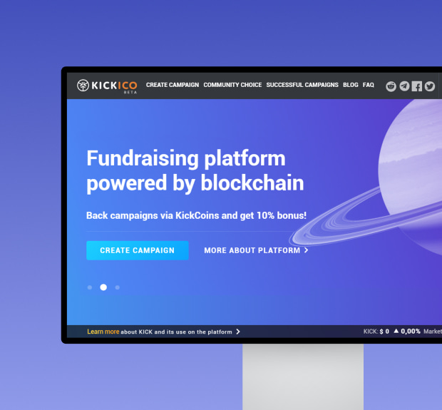 The illustration of Ethereum-based online platform for crowdfunding and ICOs project