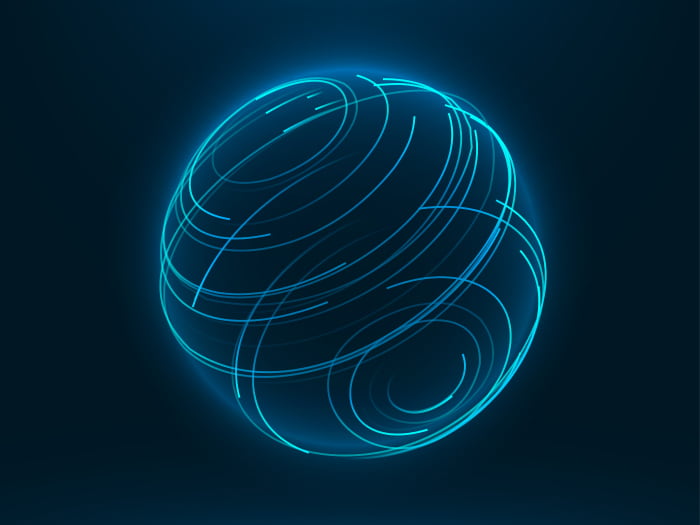 A sphere constructed of blue lines