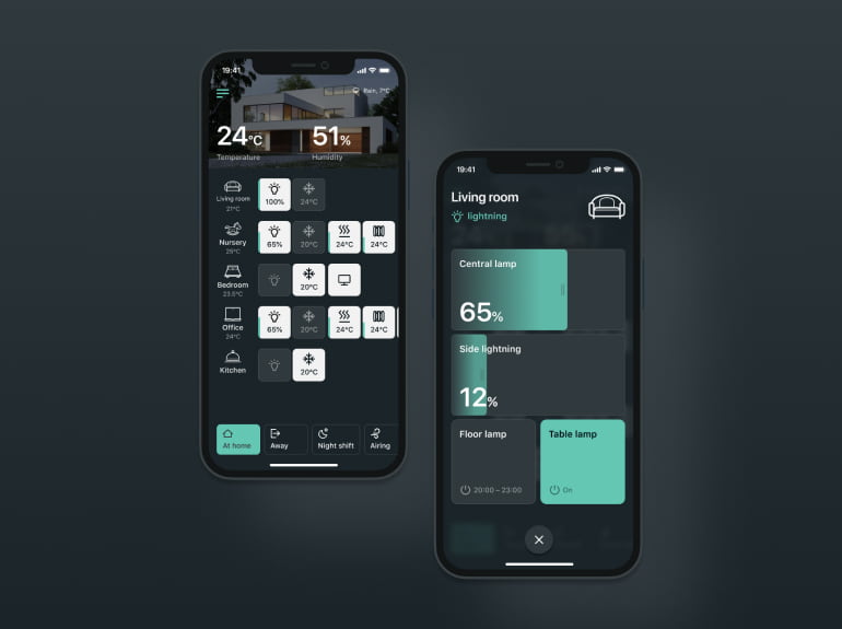 The illustration of mobile UI of Smart home app