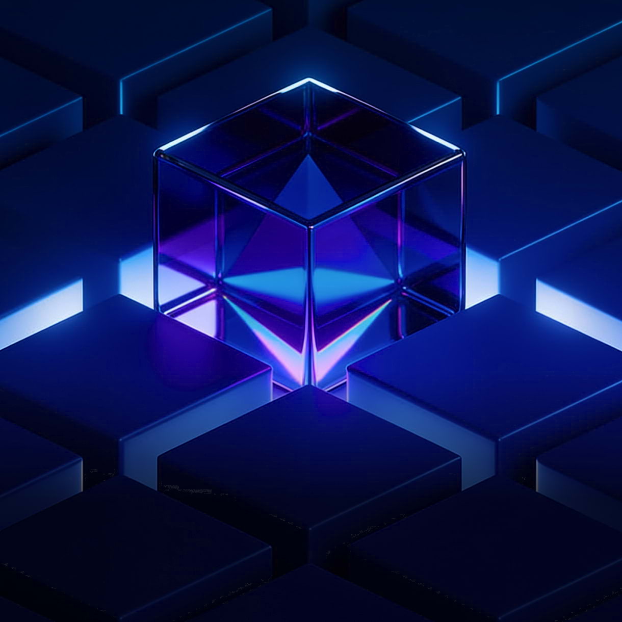 Abstract glass cube representing complete Web3 software development solutions