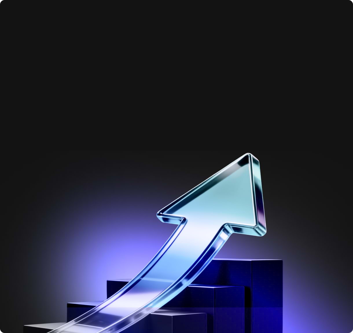 Transparent upward arrow illustrating client funding growth