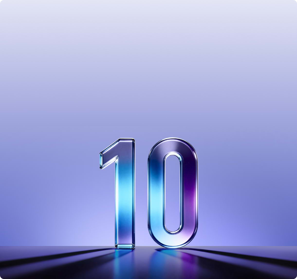Glass number ten illustrating product growth to ten million users
