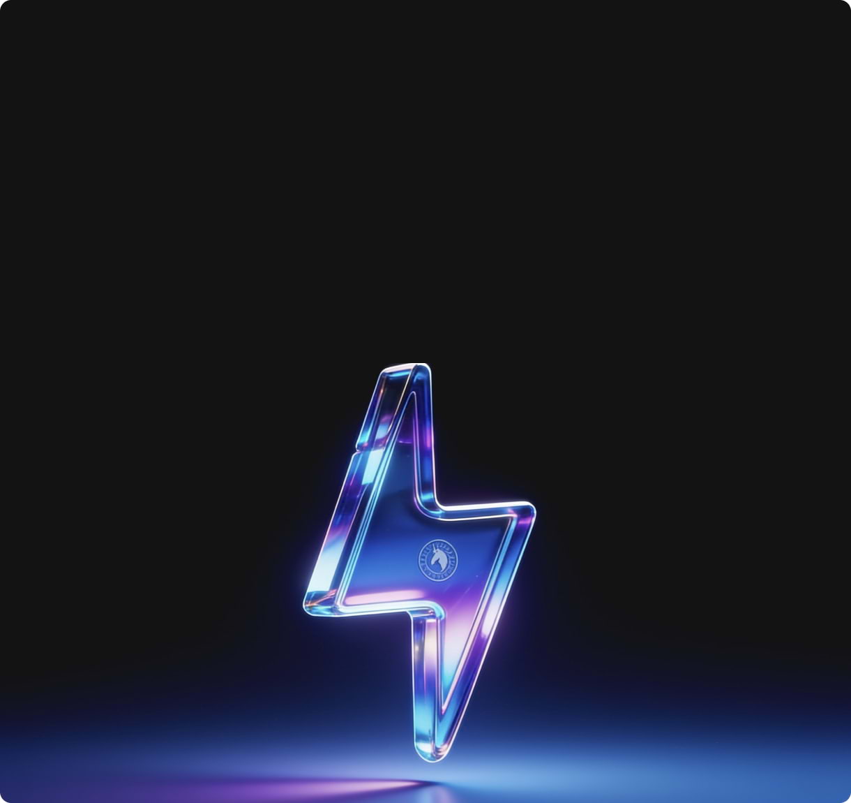 Glass lightning symbol illustrating venture-grade project delivery