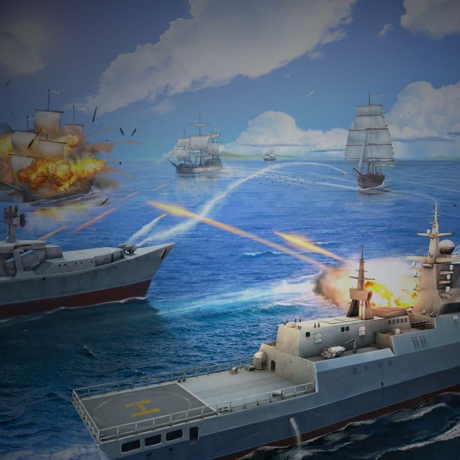 The computer render of naval warfare