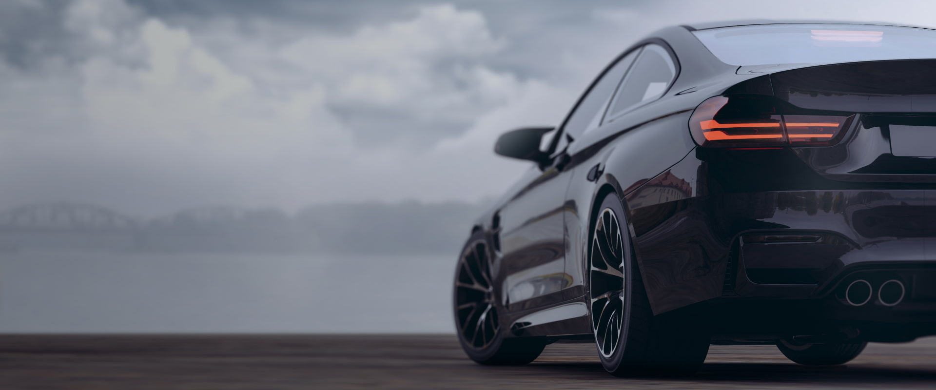 A black car on a sky background