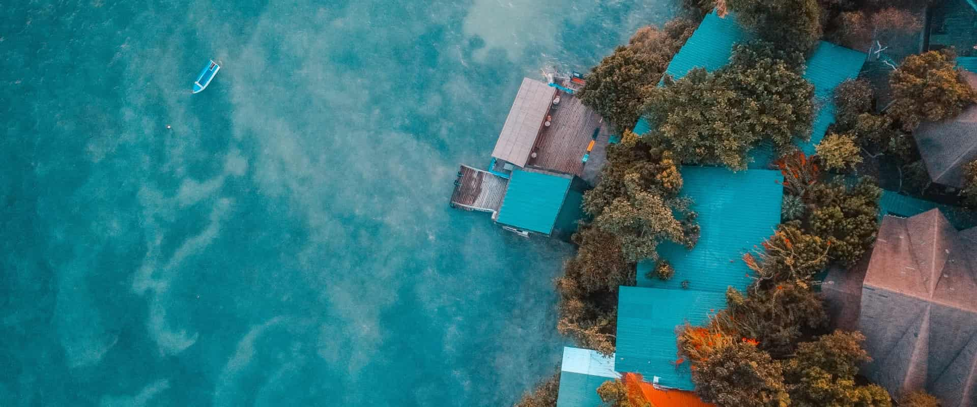 Aerial view of a coastal resort