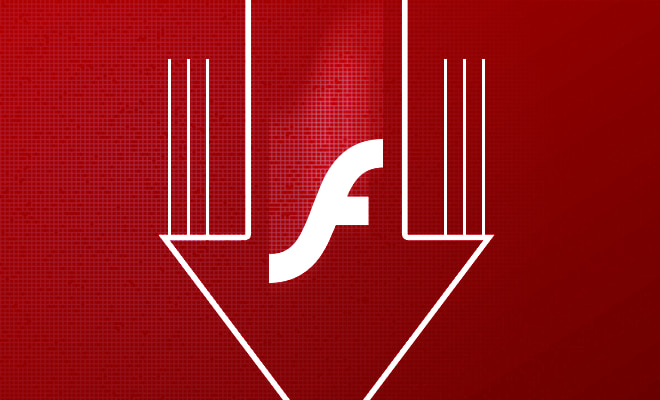 Flash logo within an arrow that points down