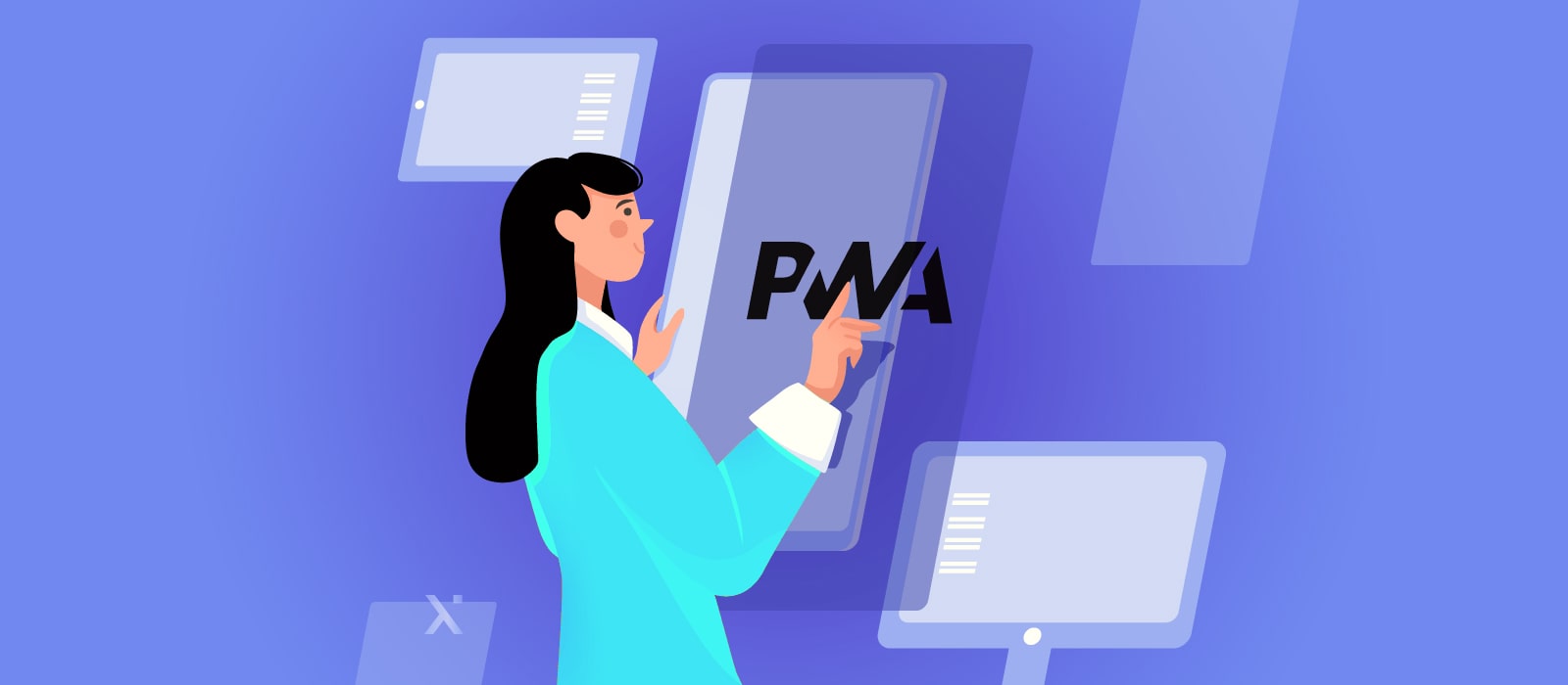 A person examining the PWA logo