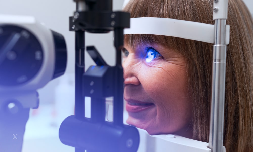 The device for scanning retina shows the picture of an eye on the screen