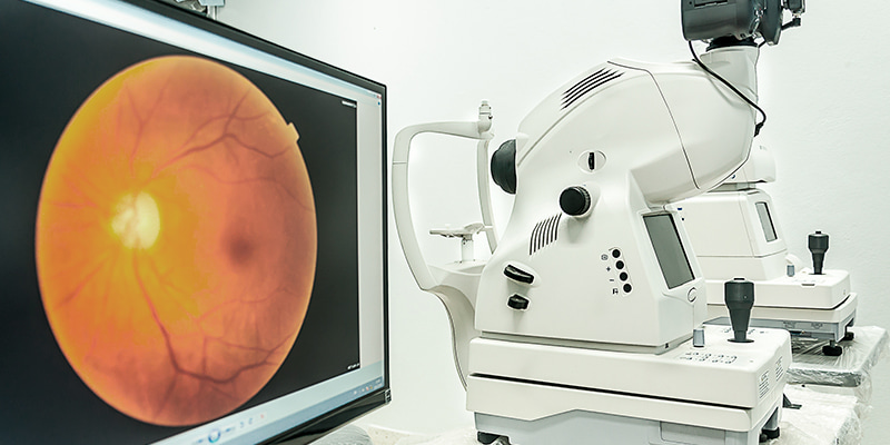 The device for scanning retina shows the picture of an eye on the screen