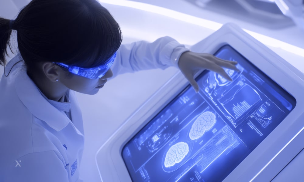 Cooperation of two health workers and a robot on checking data