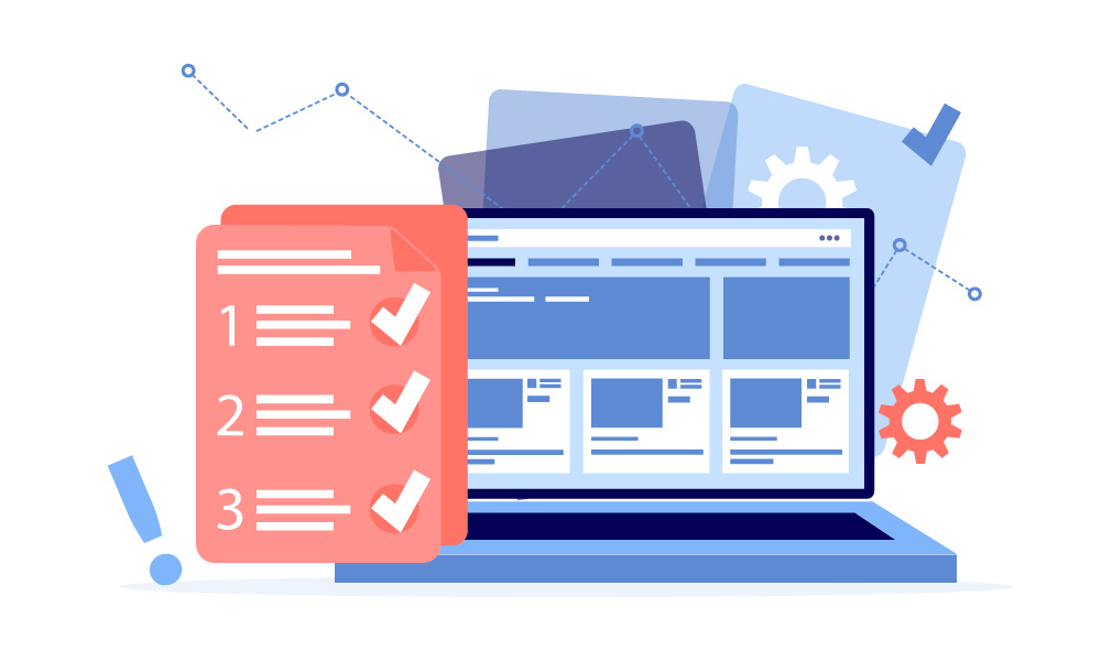 A laptop and a checklist next to it illustrating the key points of Web Content Accessibility Guidelines