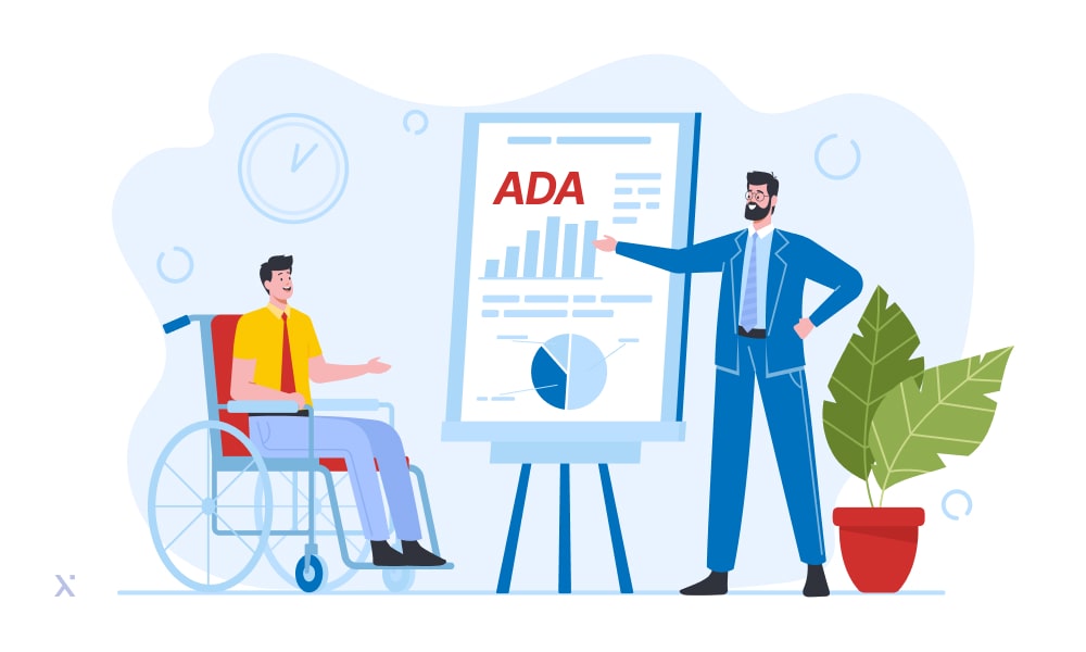 A person in a wheelchair examine ADA document components
