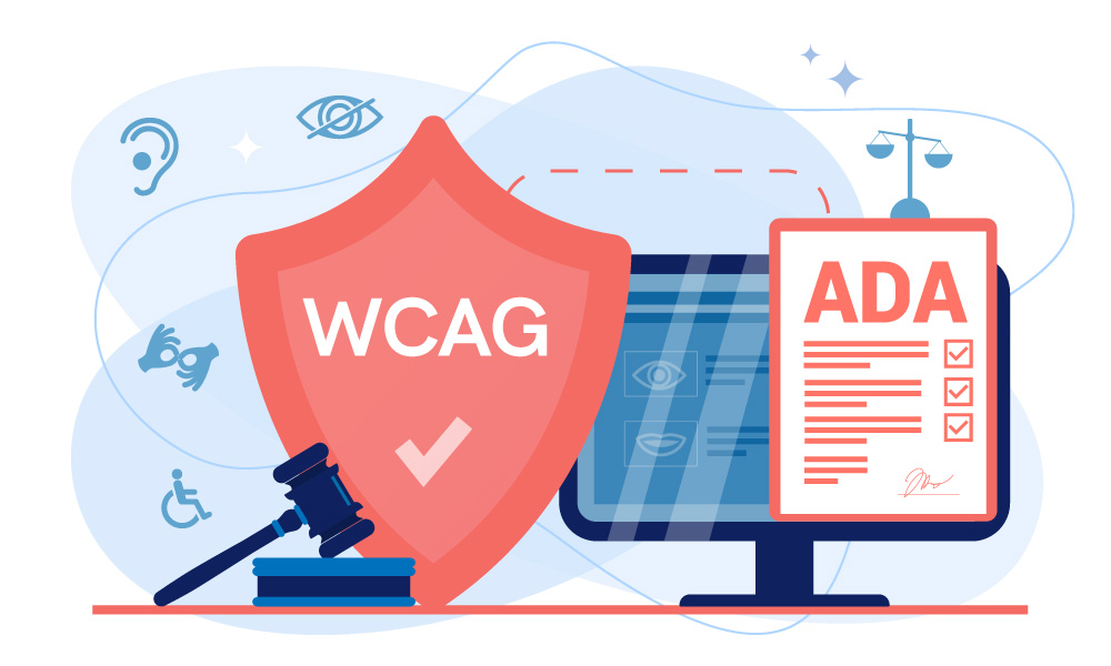 WCAG and ADA documents surrounded by the icons of human senses