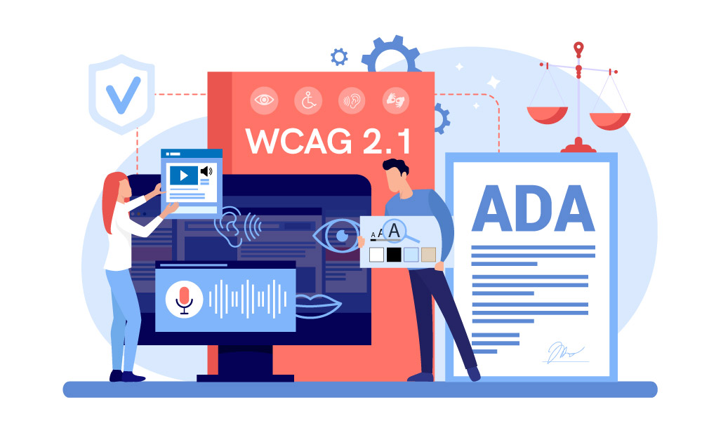 Two people constructing ADA compliant website with the help of WCAG 2.1