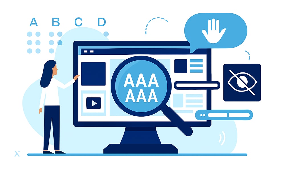 A person demonstrating important features of accessible web design