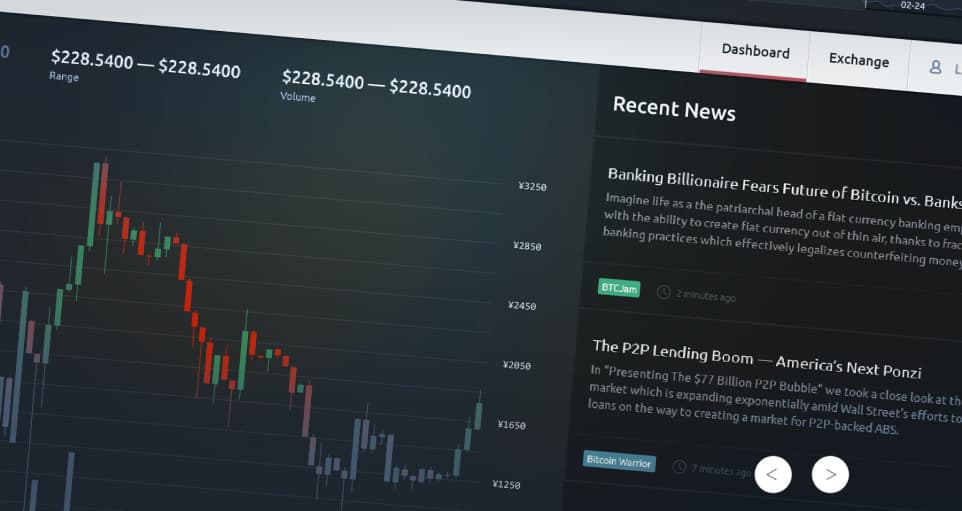 News and currency exchange key metrics screens of Bitnetwork platform