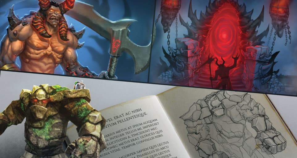 The artbook and monsters of Siege of Heroes game