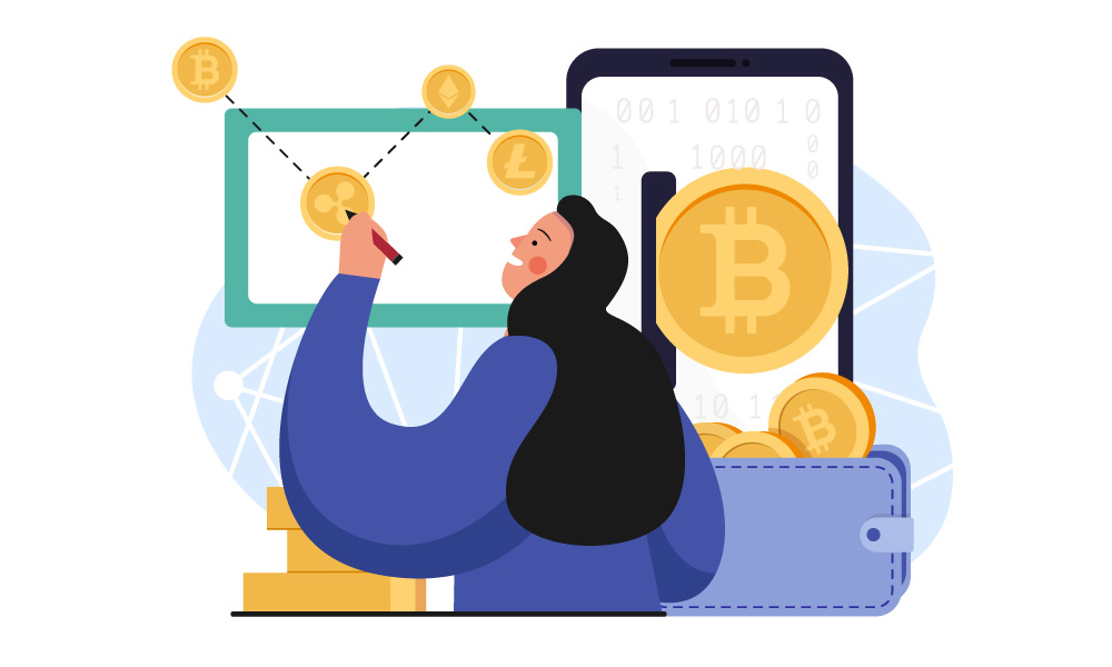 A person researching cryptocurrencies