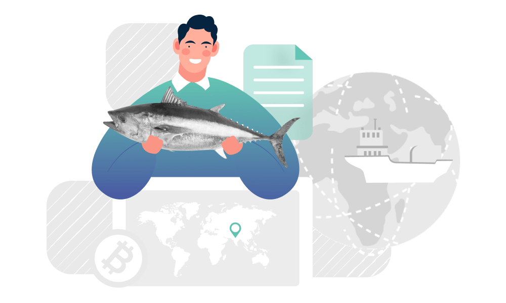 A person holding a fish on transportation routes background