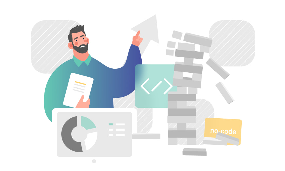 A person examining risks of no-code and low-code development