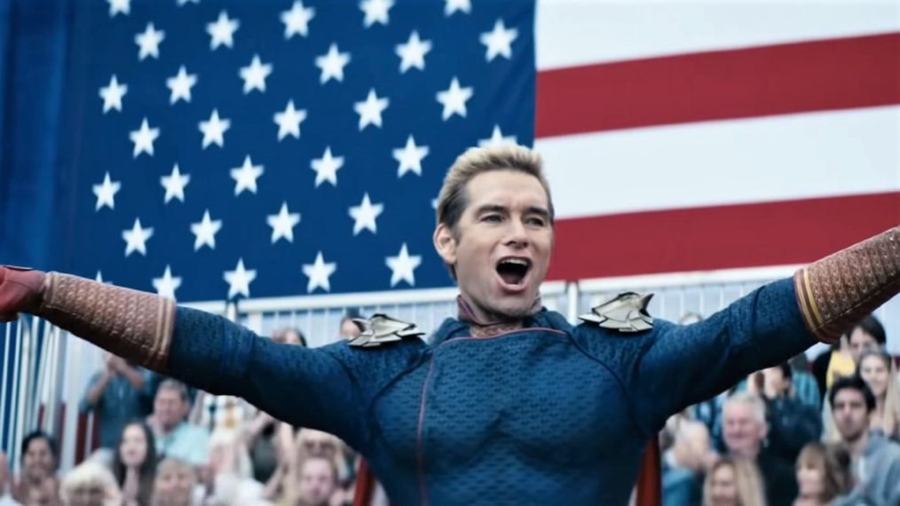 The Homelander from The Boys on the American flag background