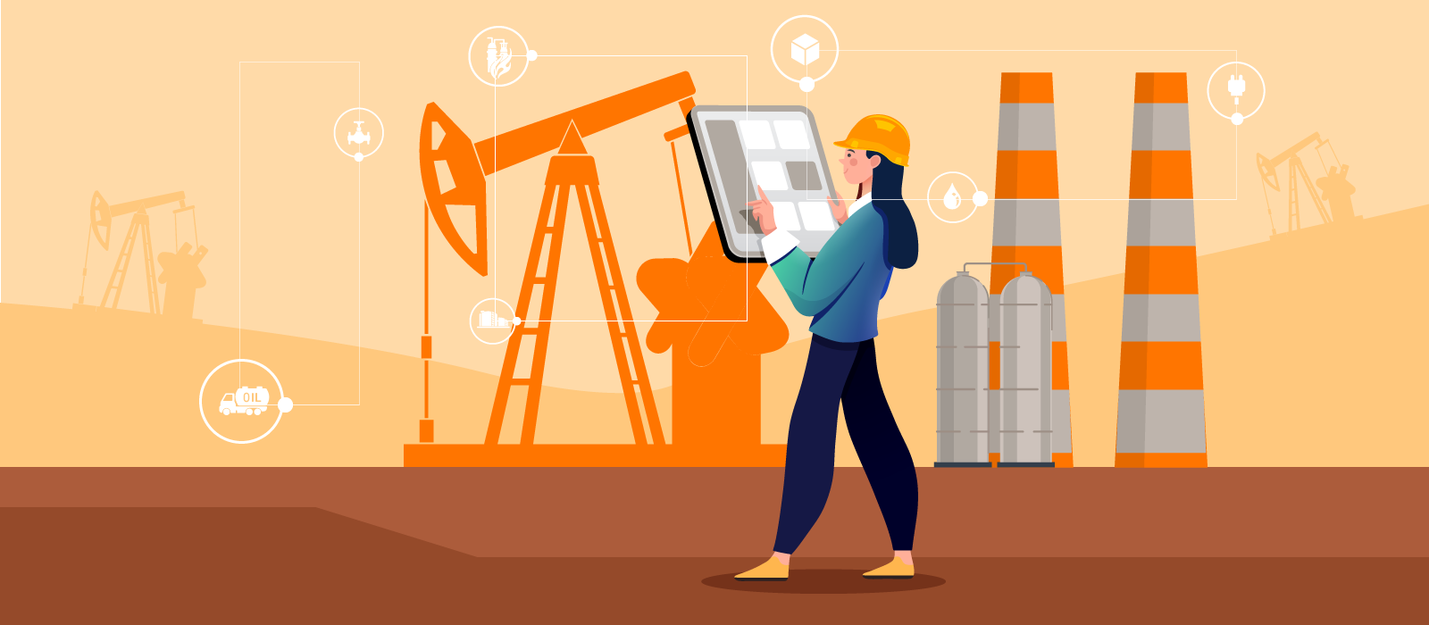 A person managing oil and gas mining using technologies