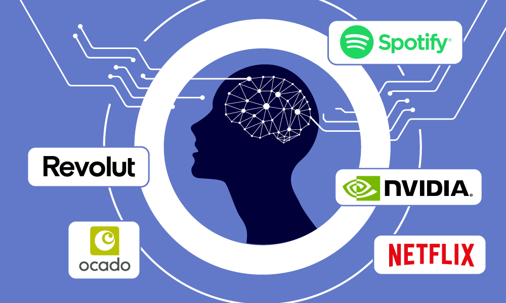 A human surrounded by MLOps major implementation companies logos