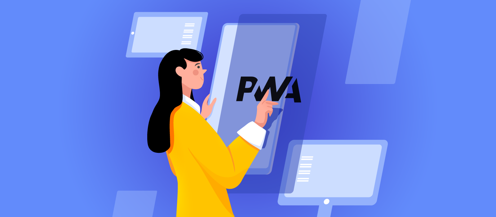 A person examining the PWA logo