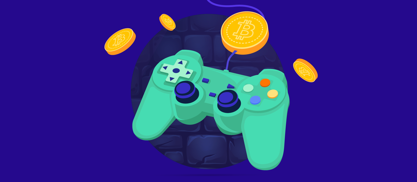 A gamepad and tokens around it