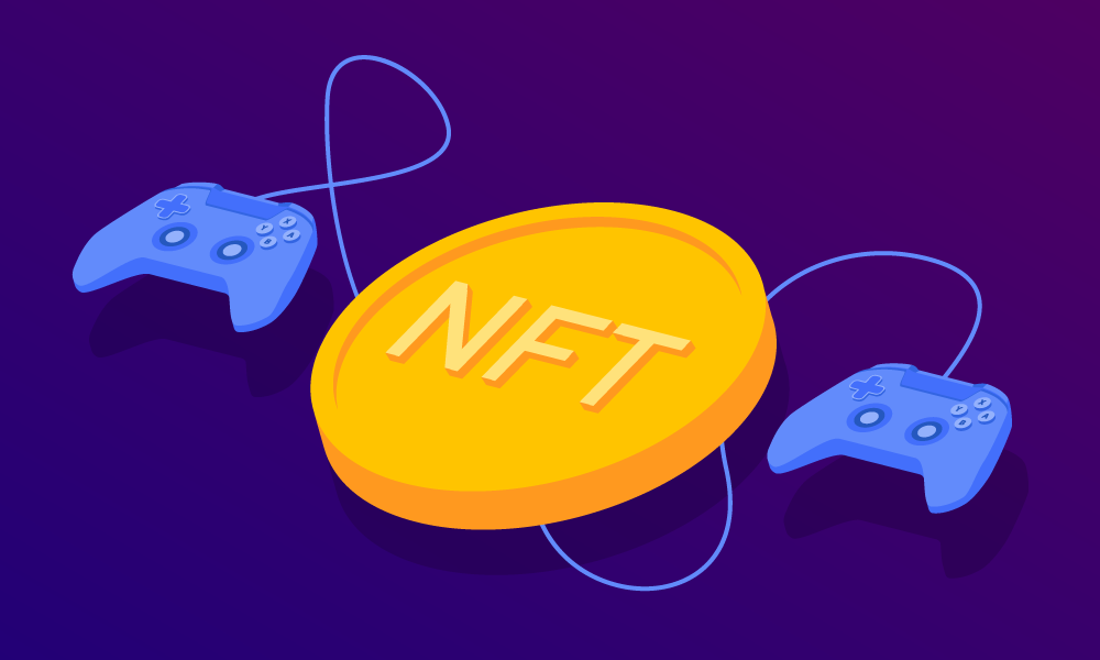 NFT token and two gamepads