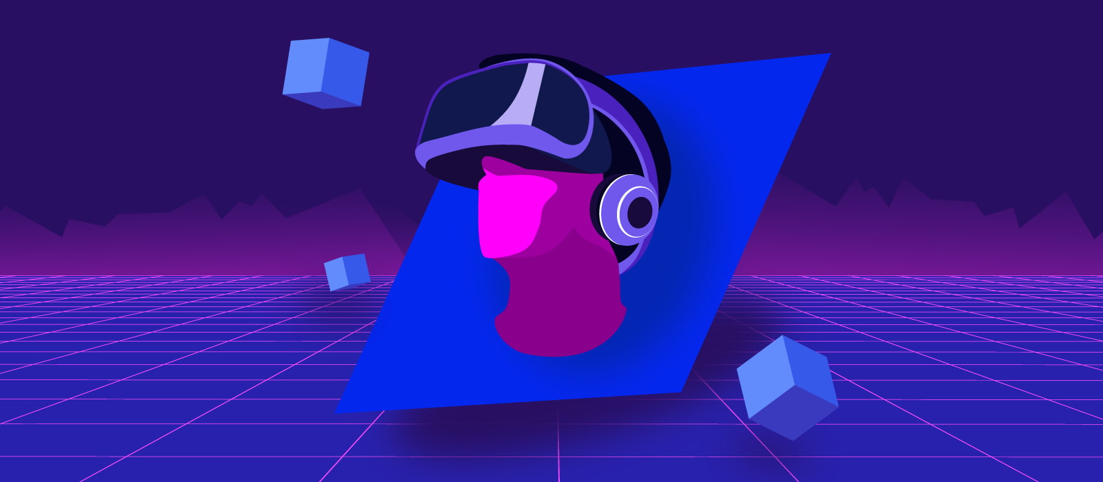 Head with VR glasses on it
